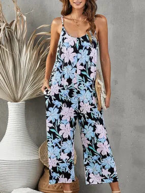 🌸 Printed Spaghetti Strap Jumpsuit with Pockets 🌸