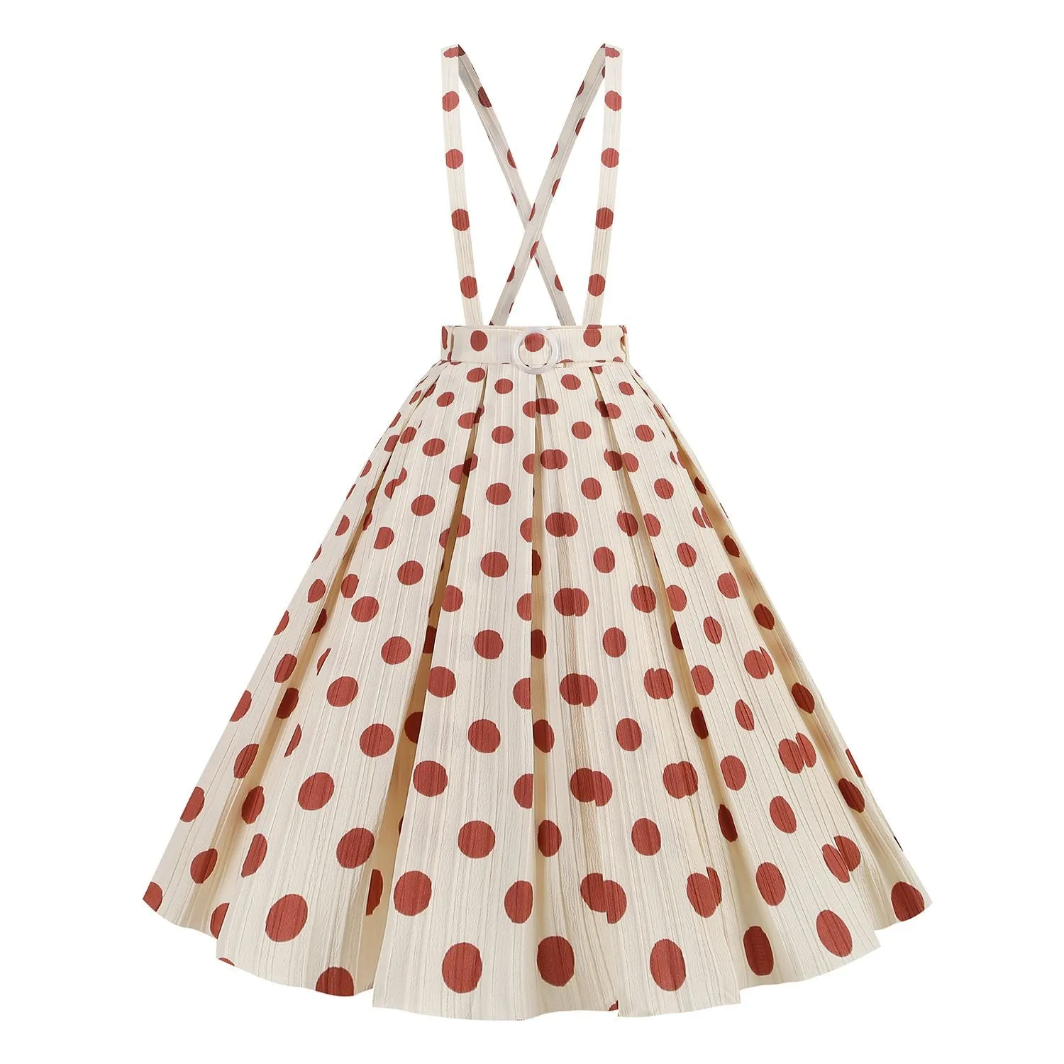 1950s Polka Dot Belt Suspender Swing Skirt