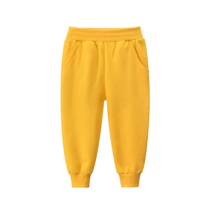 2024 Solid Color Sweatpant for Boys Autumn New Girls Pants Casual Cotton Trousers Children Elastic Waist Straight Pants Kids