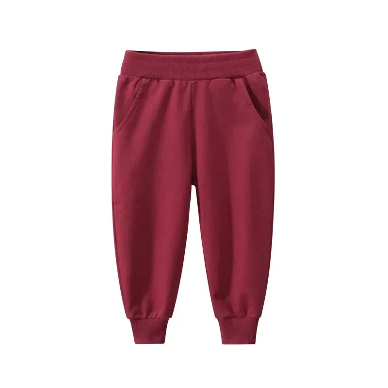 2024 Solid Color Sweatpant for Boys Autumn New Girls Pants Casual Cotton Trousers Children Elastic Waist Straight Pants Kids