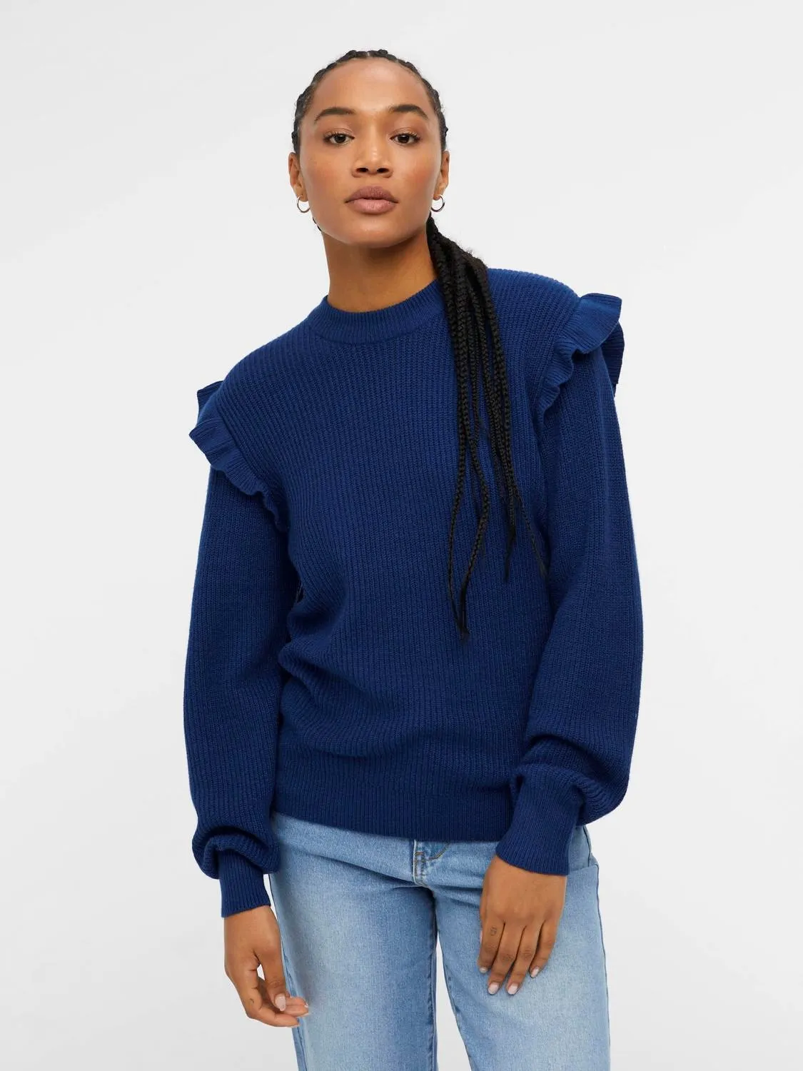 23039233 OBJmalena L/S Ruffle Pullover