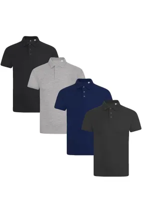 4 Pack Mens Polo Collar Short Sleeve Shirt - Set 1