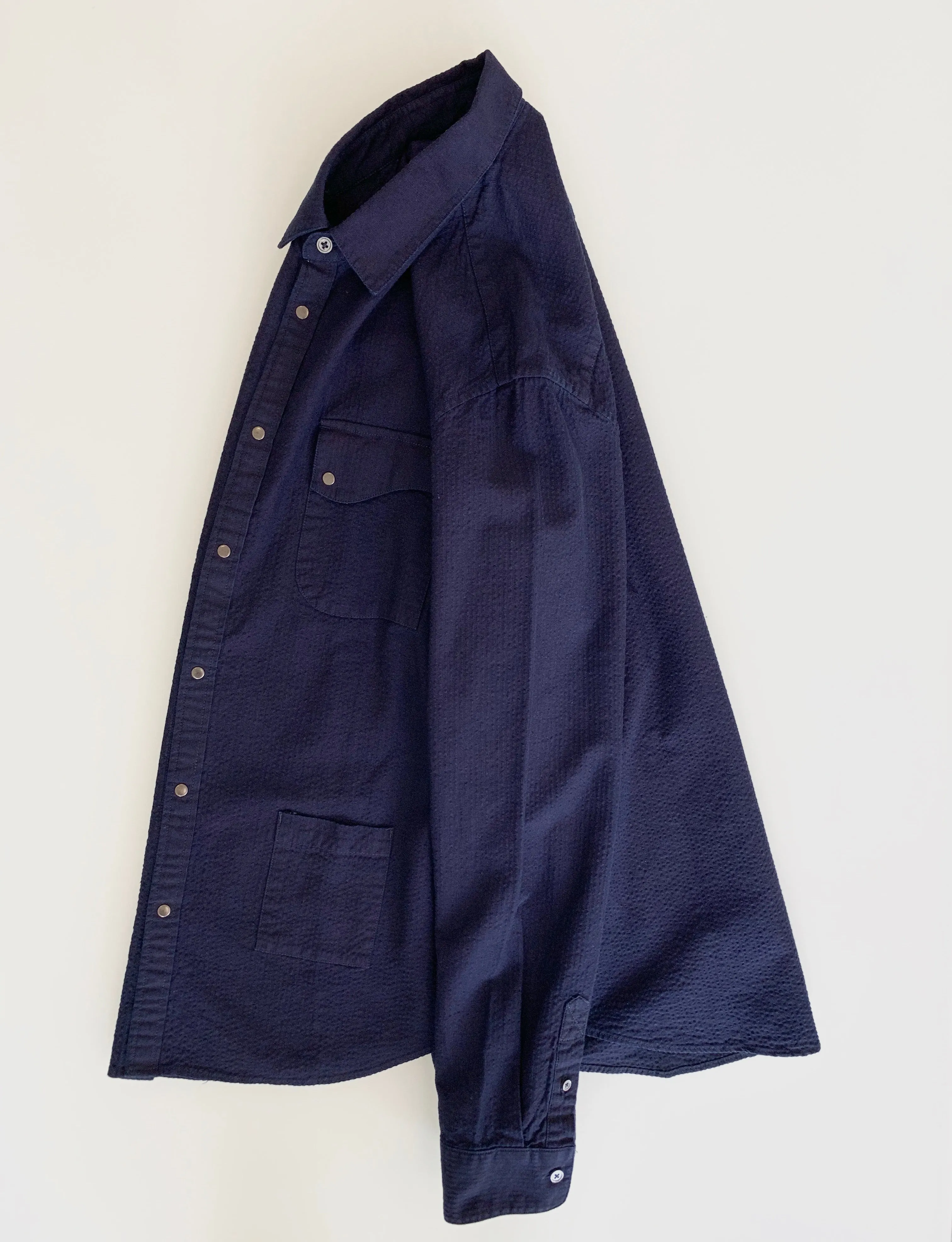 6oz Kuroki Double Indigo Dobby Seersucker Shirt - OW