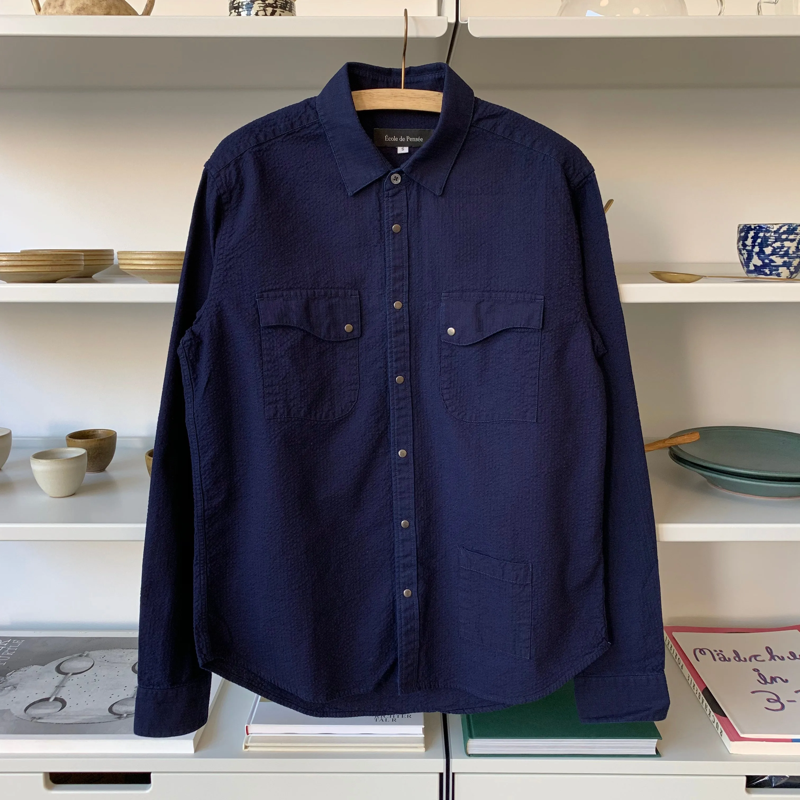 6oz Kuroki Double Indigo Dobby Seersucker Shirt - OW