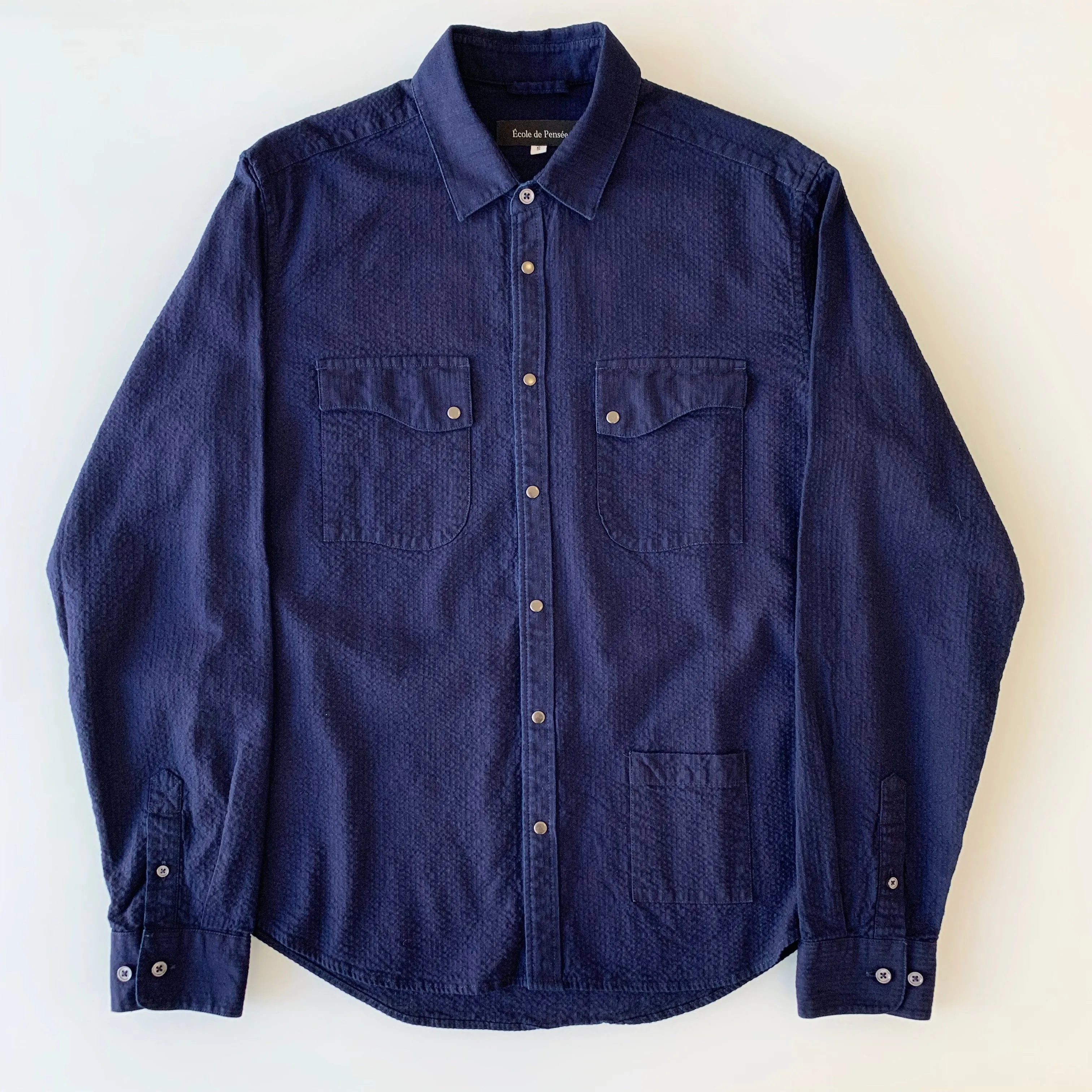 6oz Kuroki Double Indigo Dobby Seersucker Shirt - OW