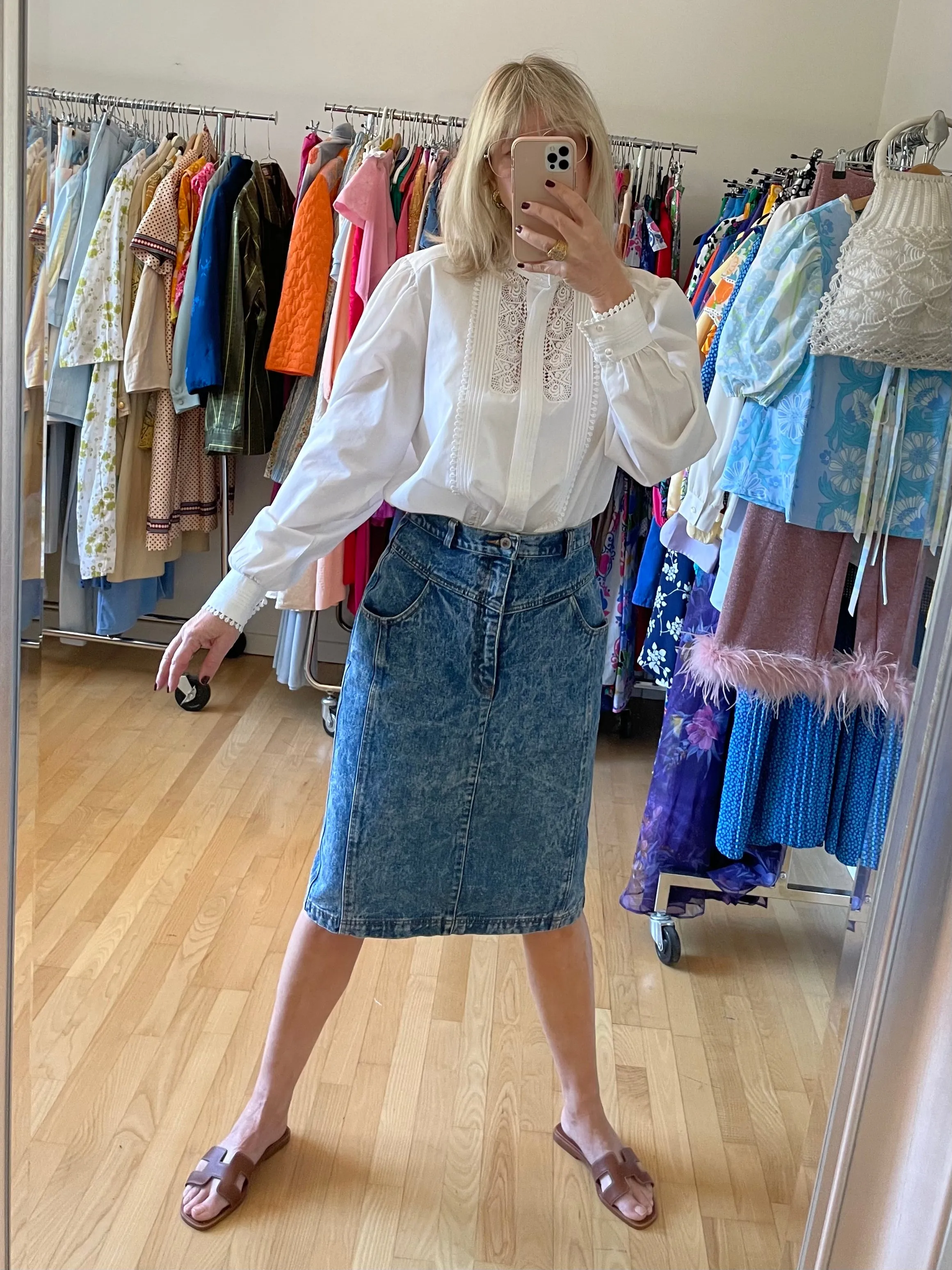 Acid Wash Denim Skirt