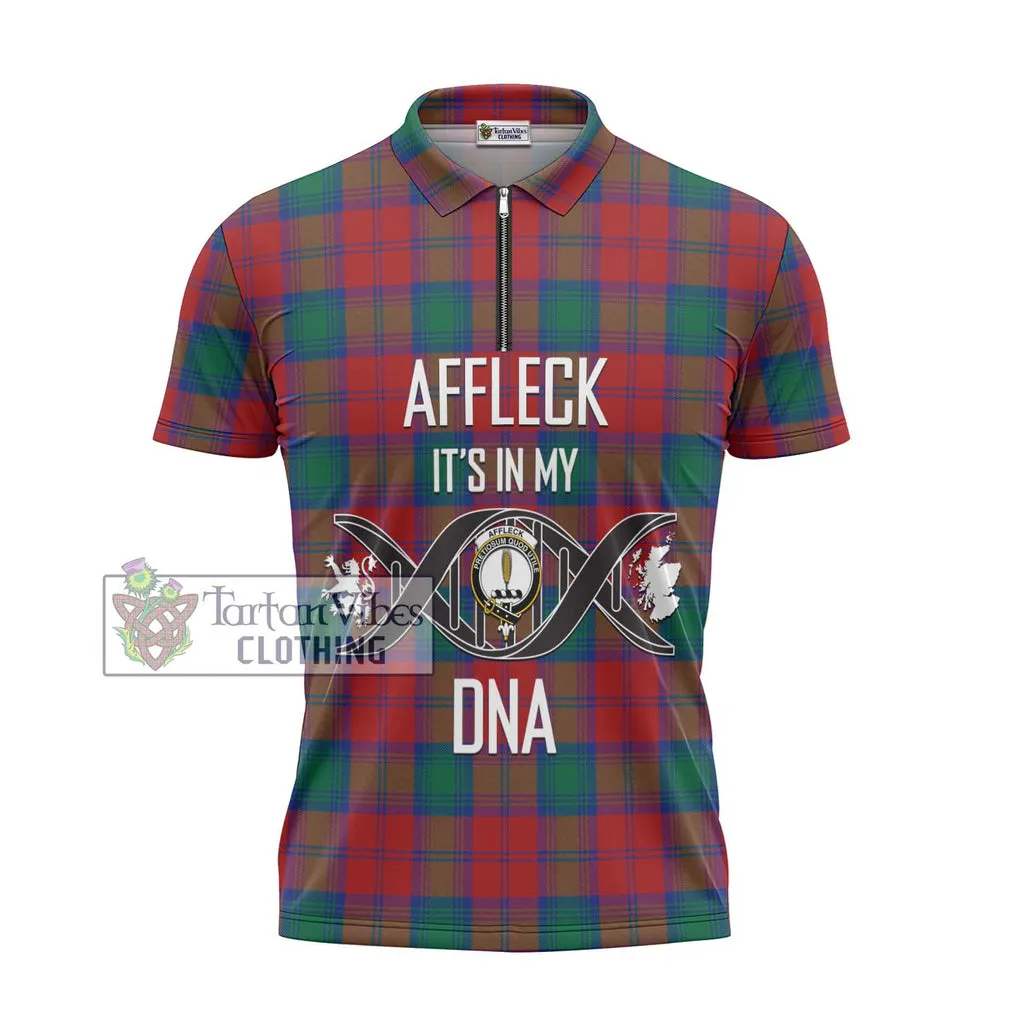 Affleck Tartan Zipper Polo Shirt with Family Crest DNA In Me Style