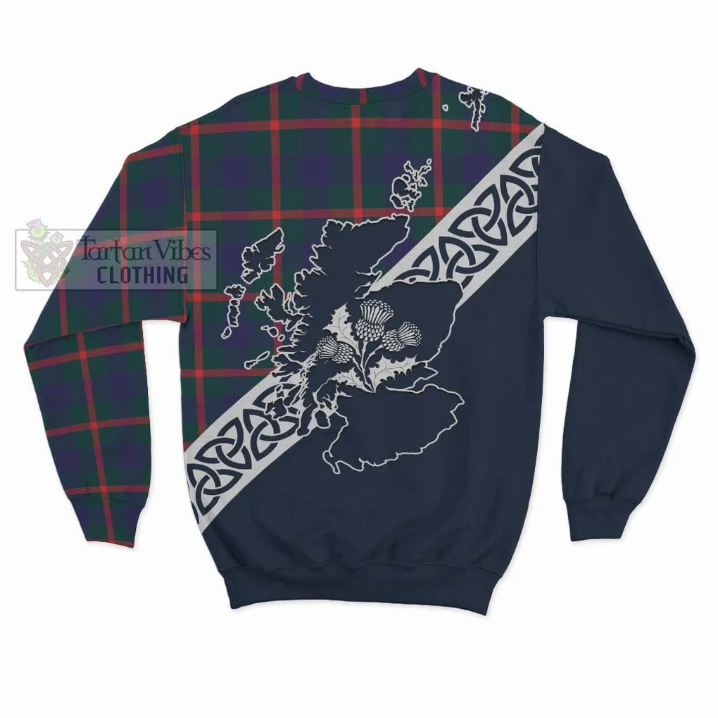 Agnew Tartan Sweatshirt Featuring Thistle and Scotland Map