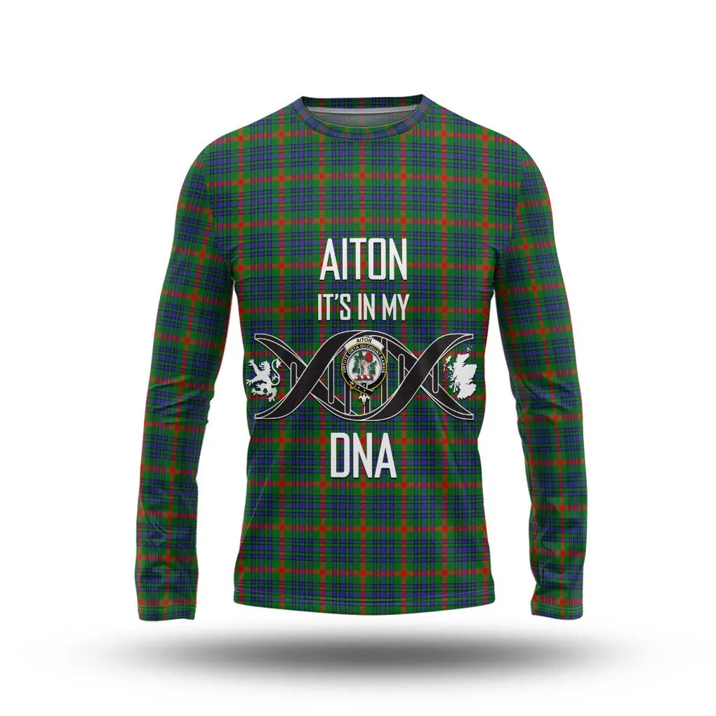 Aiton Tartan Long Sleeve T-Shirt with Family Crest DNA In Me Style