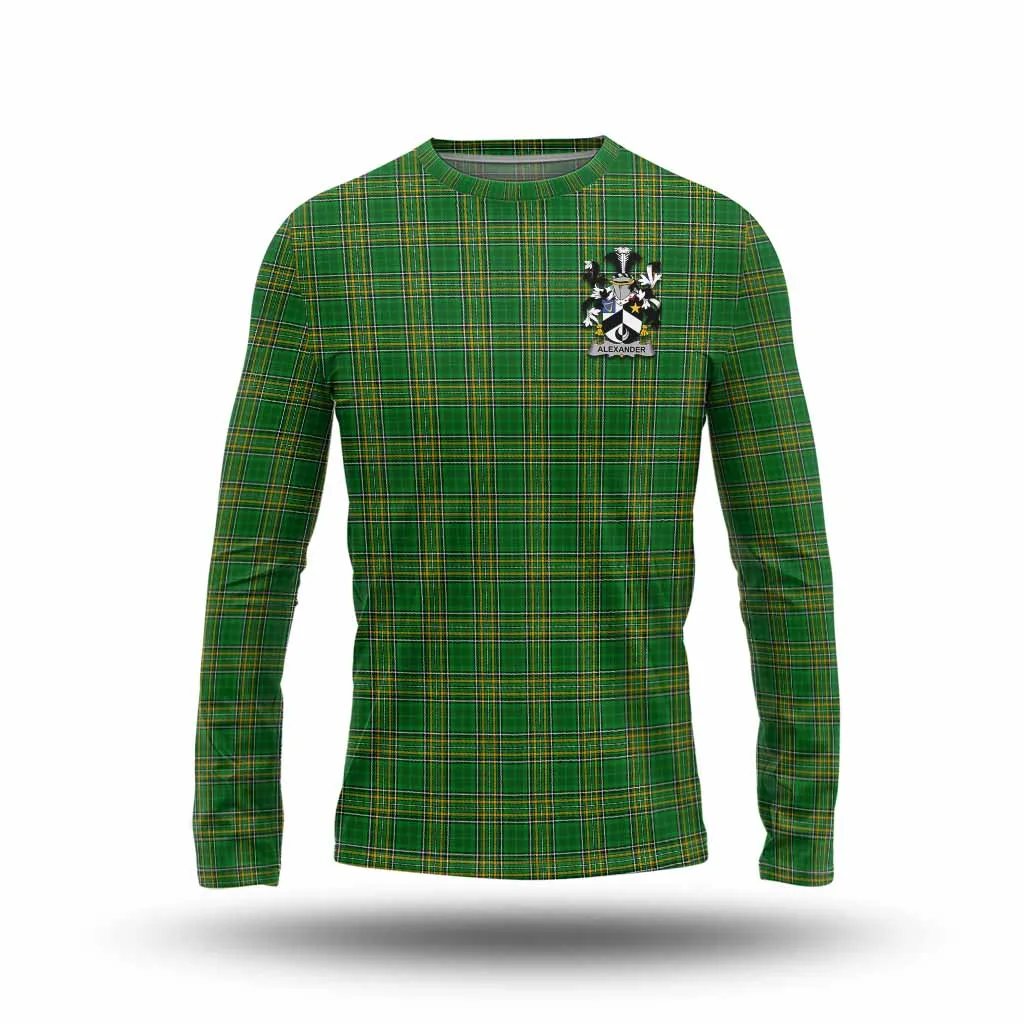 Alexander Irish Clan Tartan Long Sleeve T-Shirt with Coat of Arms