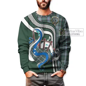 Alexander of Menstry Hunting Tartan Sweatshirt with Epic Bagpipe Style