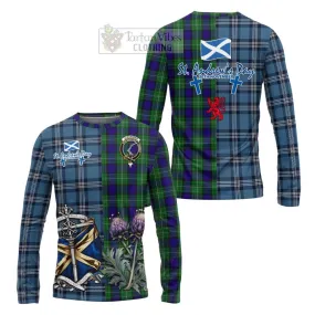 Alexander Tartan Long Sleeve T-Shirt Happy St. Andrew's Day Half Tartan Style