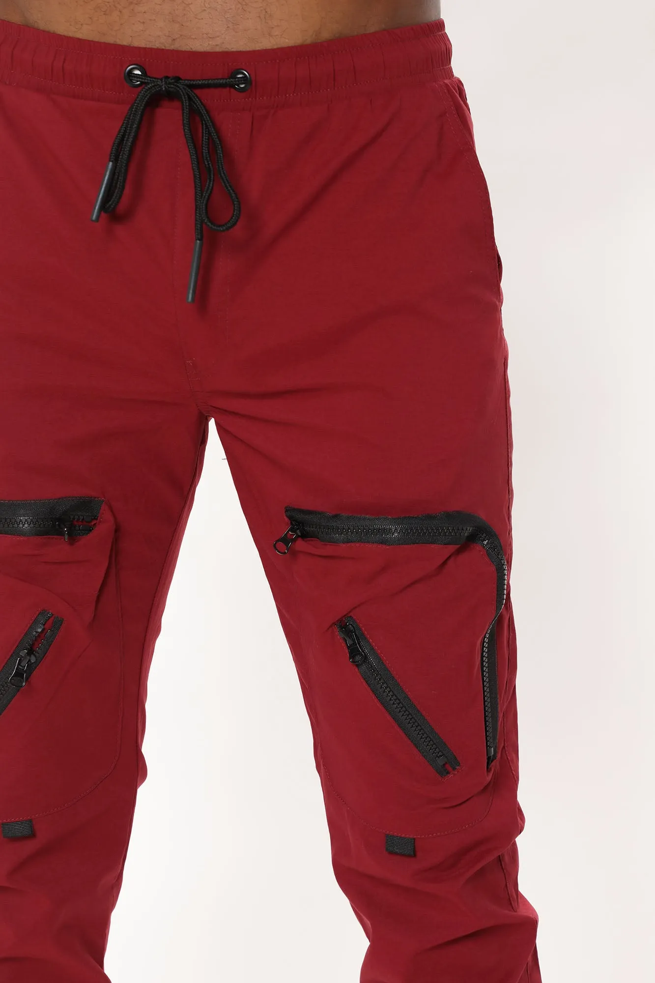 All Around Zipper Cargo Pants - Burgundy