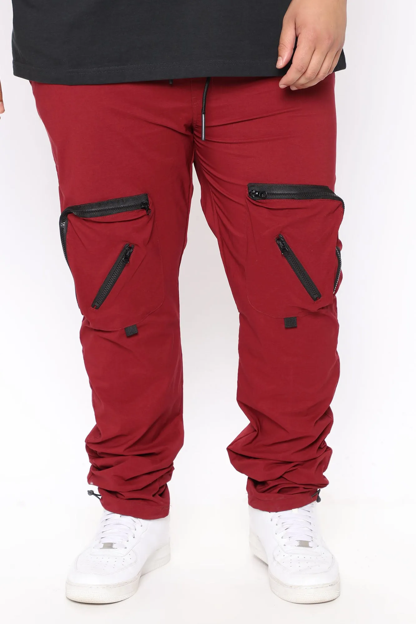 All Around Zipper Cargo Pants - Burgundy