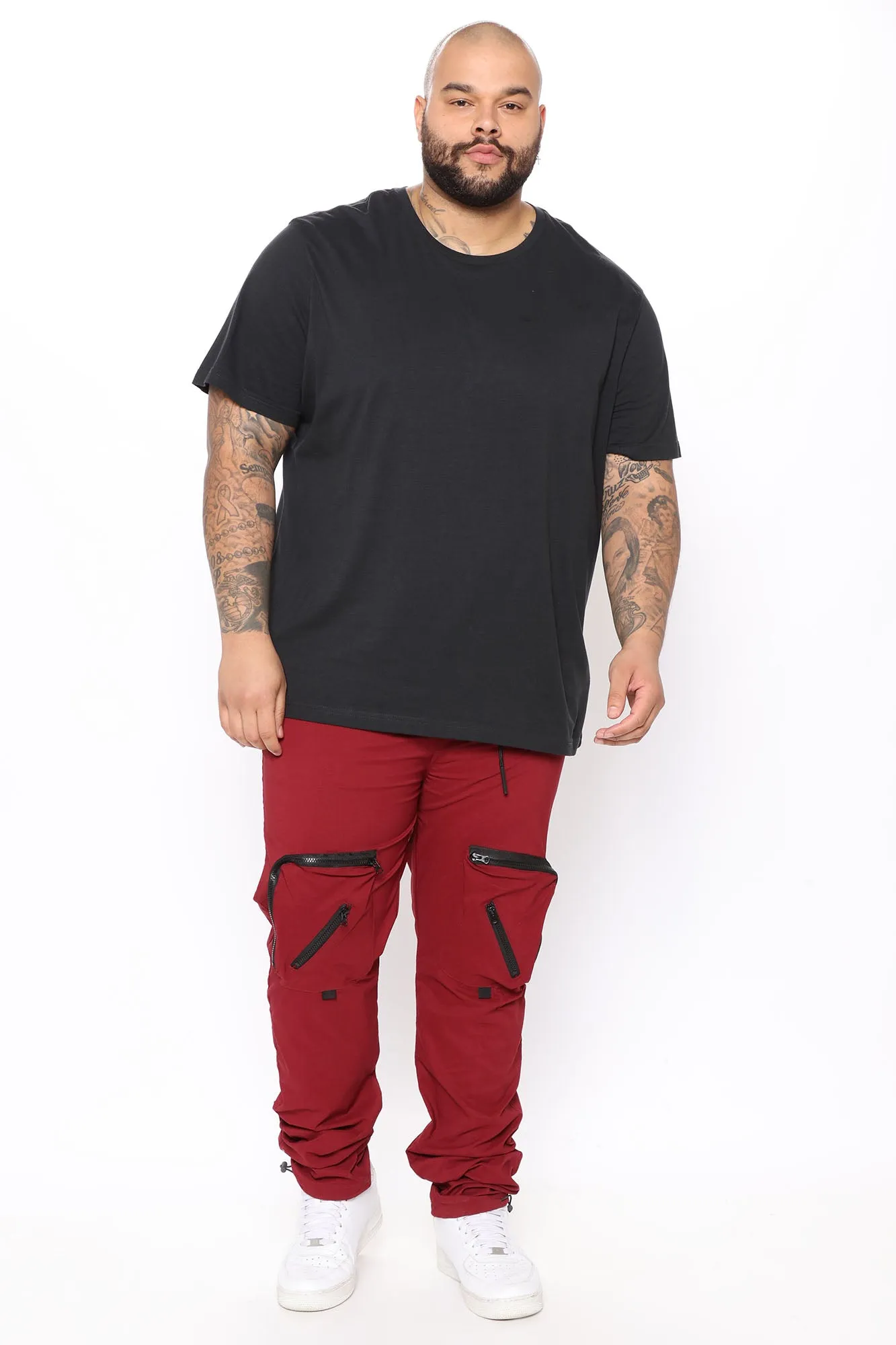 All Around Zipper Cargo Pants - Burgundy