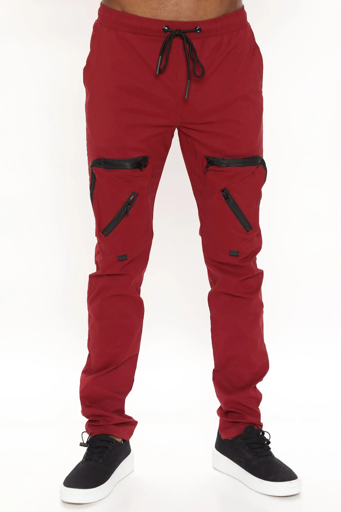 All Around Zipper Cargo Pants - Burgundy