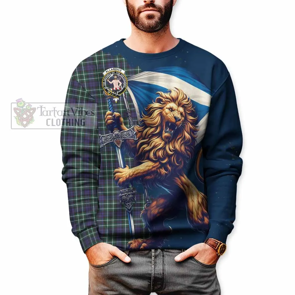 Allardice Tartan Family Crest Sweatshirt with Scottish Majestic Lion