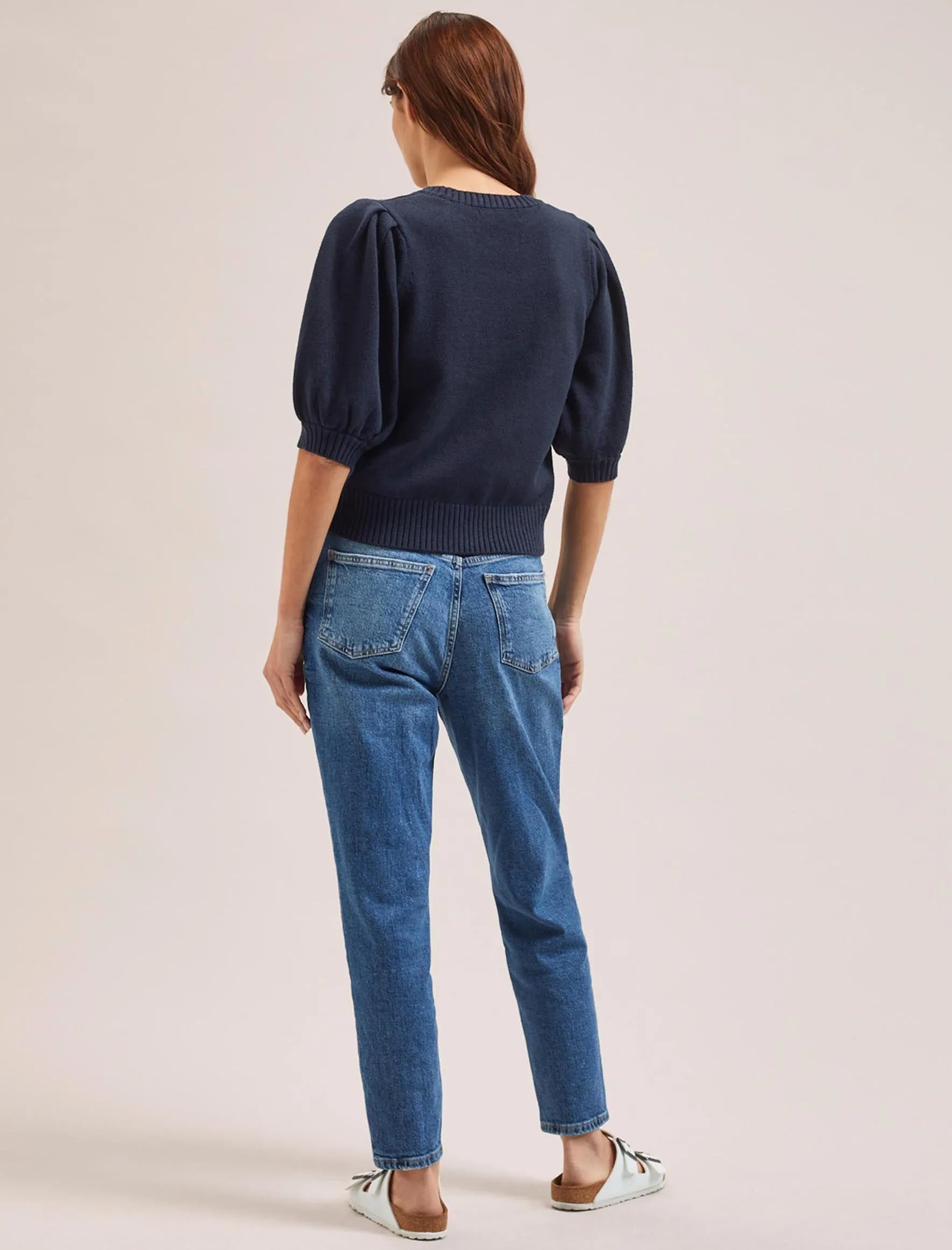 Amalie Linen Blend Jumper - Navy