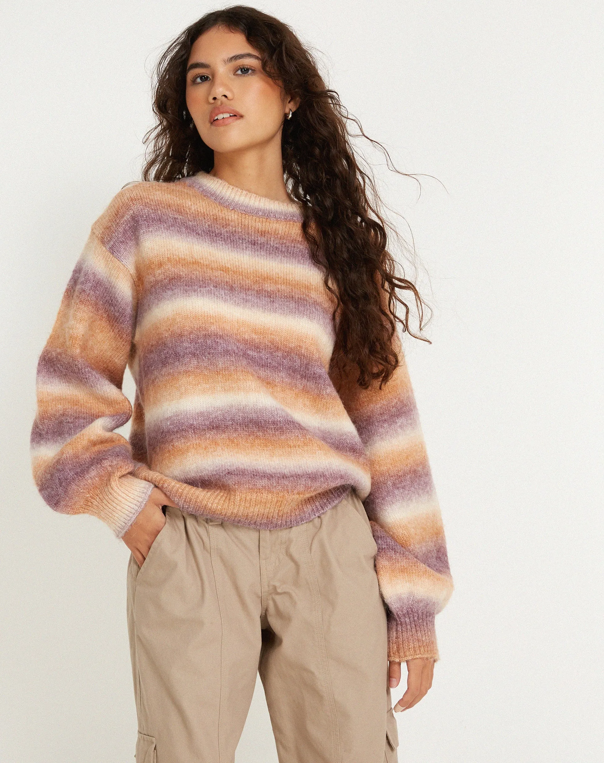 Ammaria Jumper in Purple Brown Cream