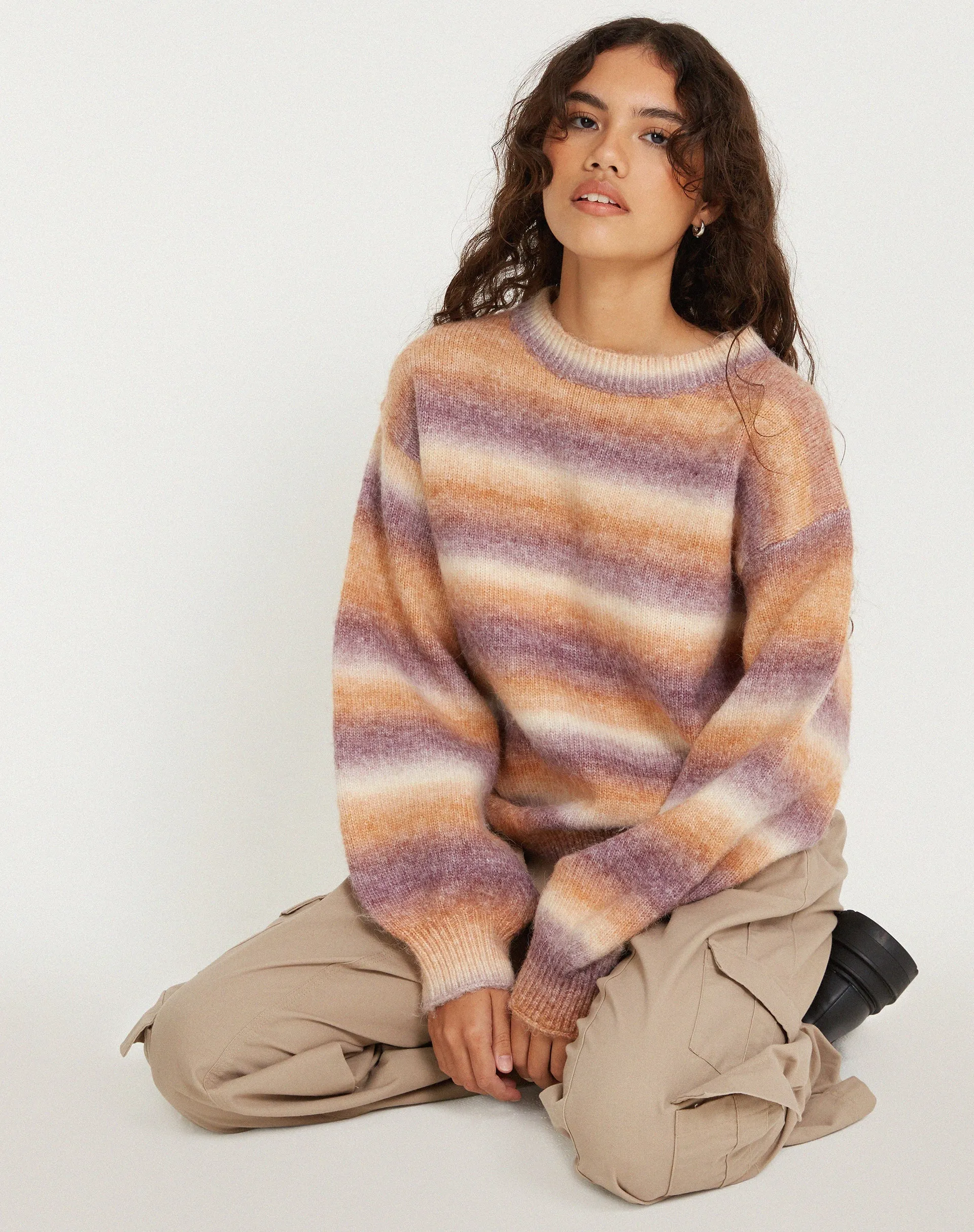 Ammaria Jumper in Purple Brown Cream