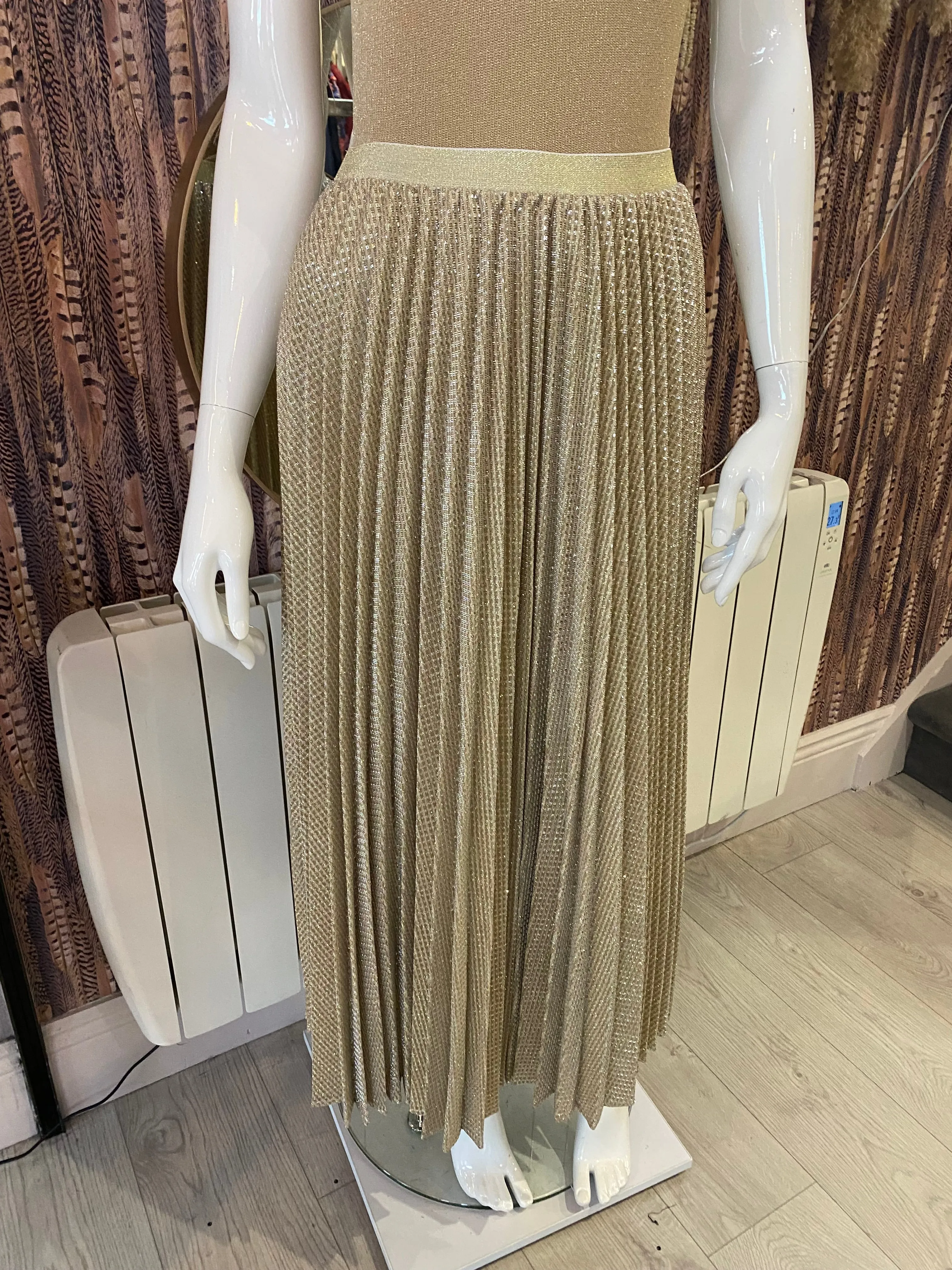 Angie Metallic Pleated Skirt