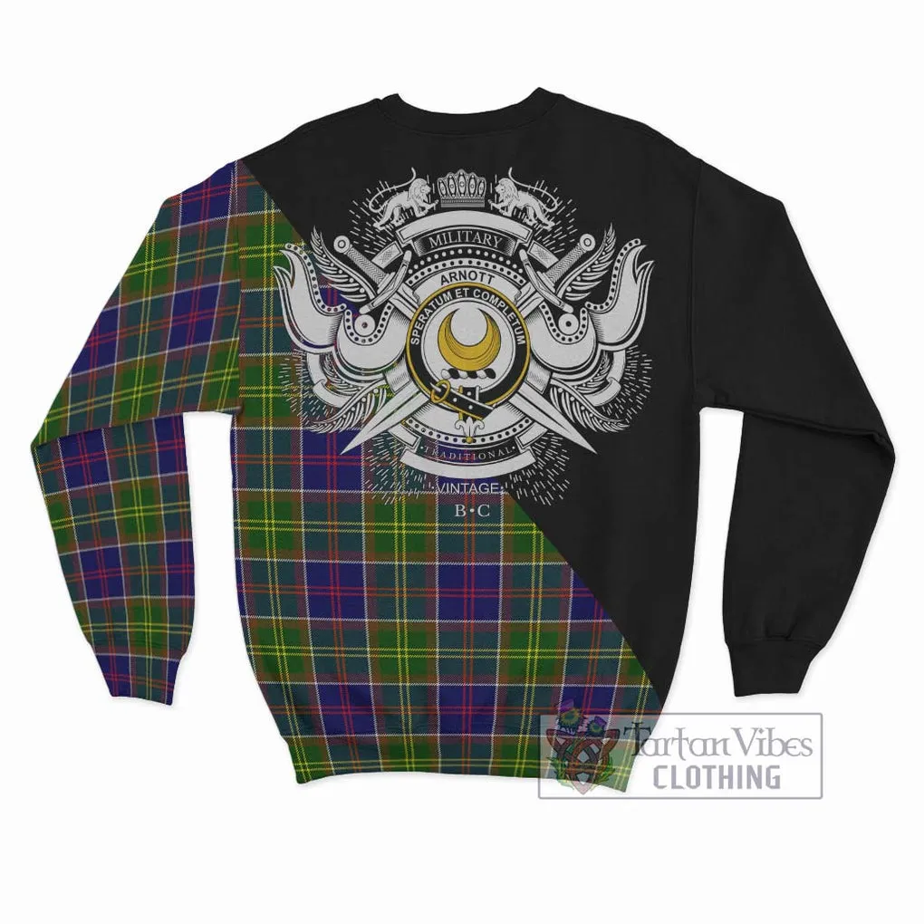 Arnott Tartan Sweatshirt with Family Crest and Military Logo Style