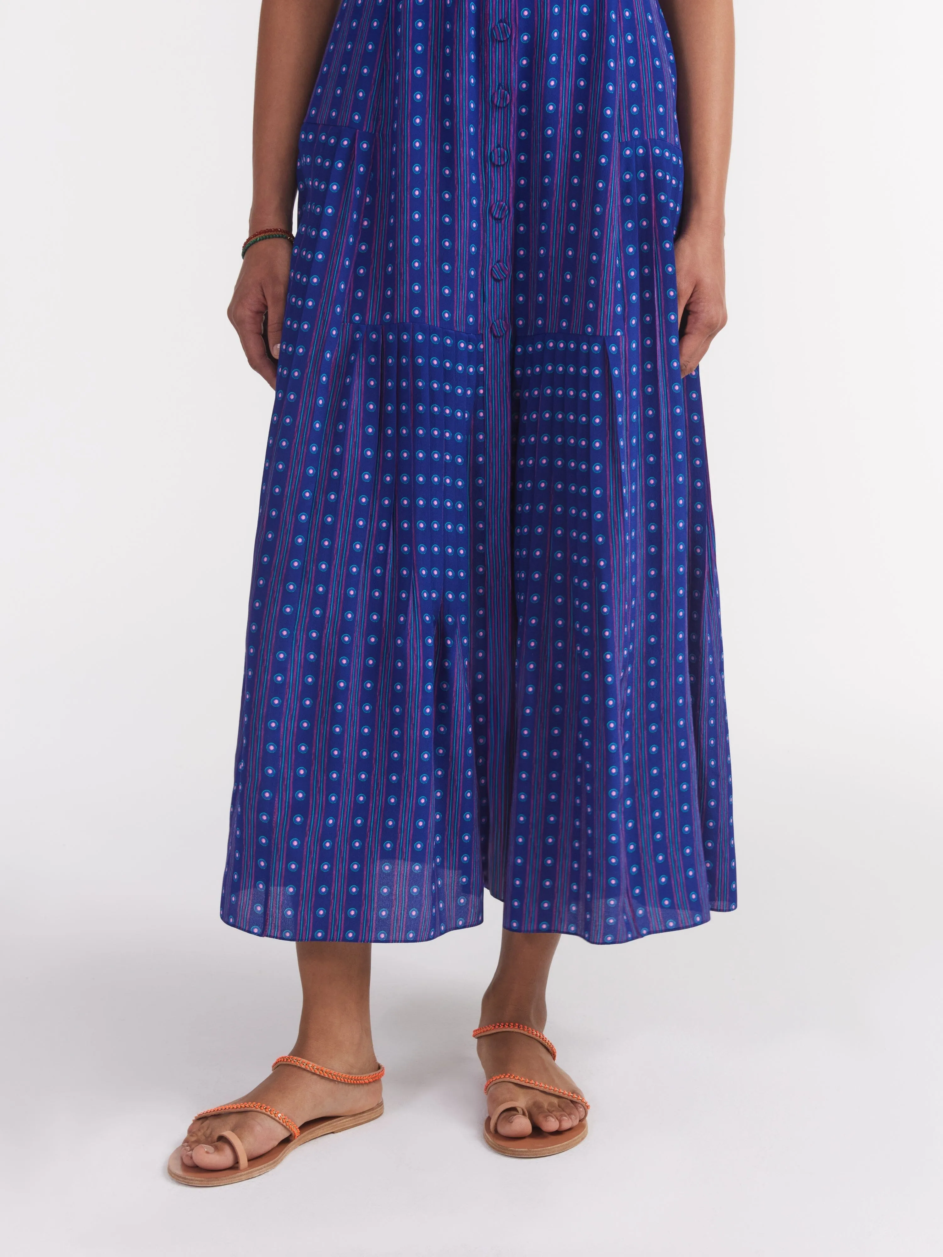 Arya B Dress in Polka Indigo