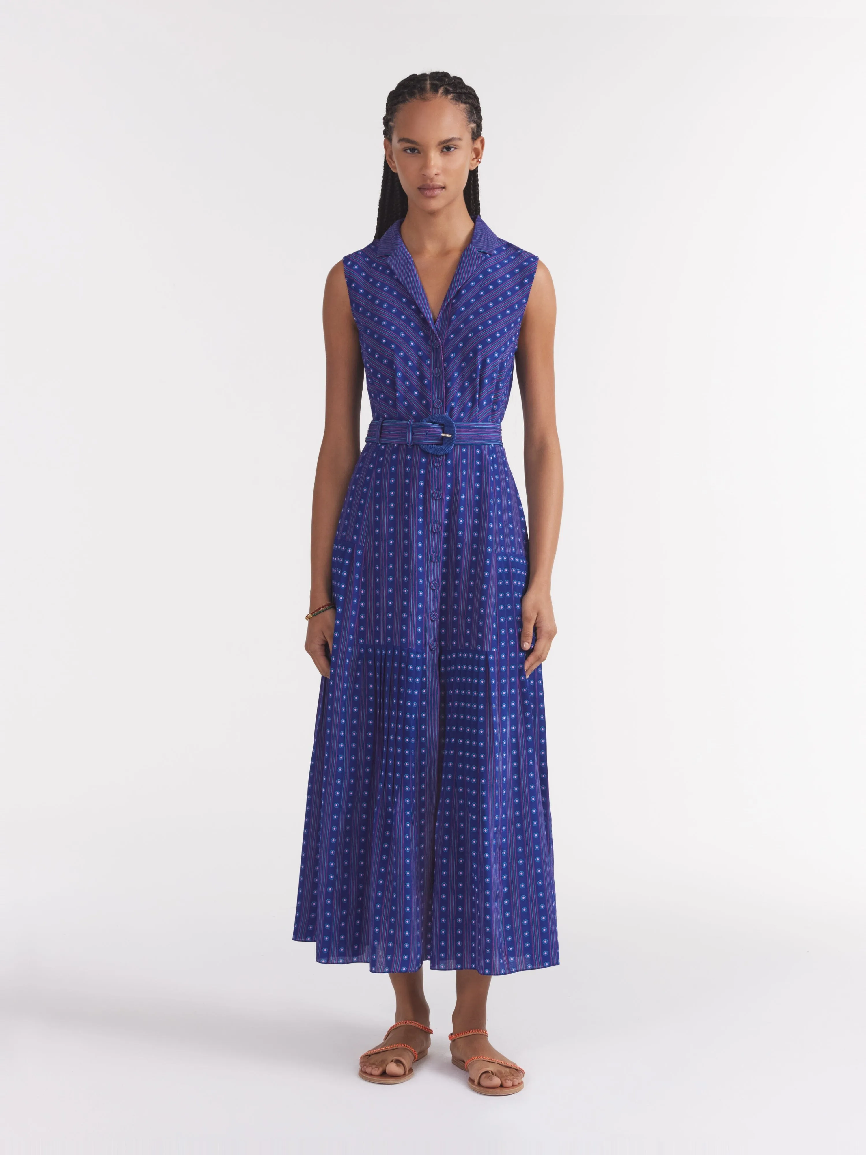 Arya B Dress in Polka Indigo