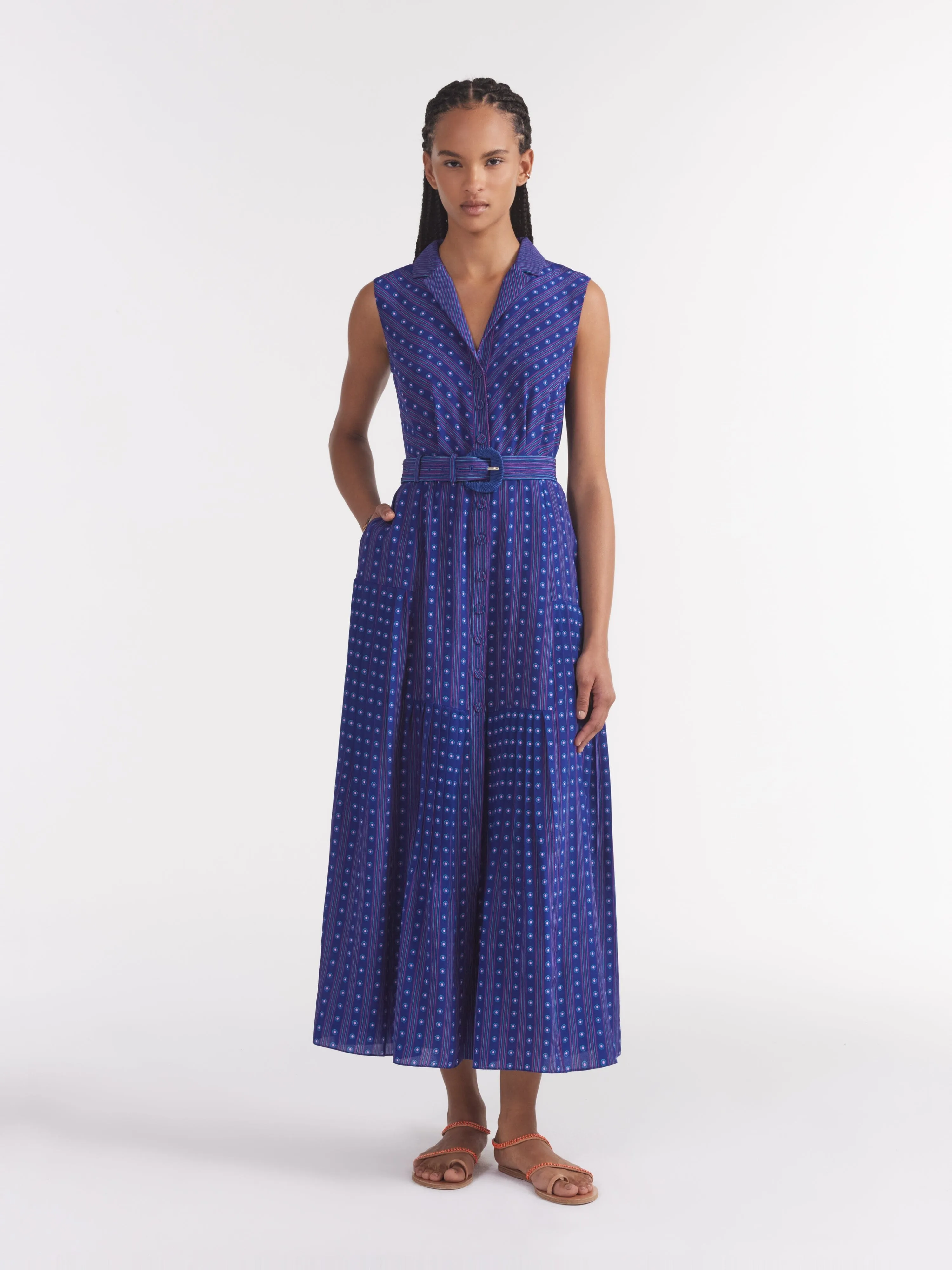 Arya B Dress in Polka Indigo