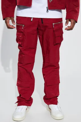 As It Was Nylon Cargo Pants - Burgundy