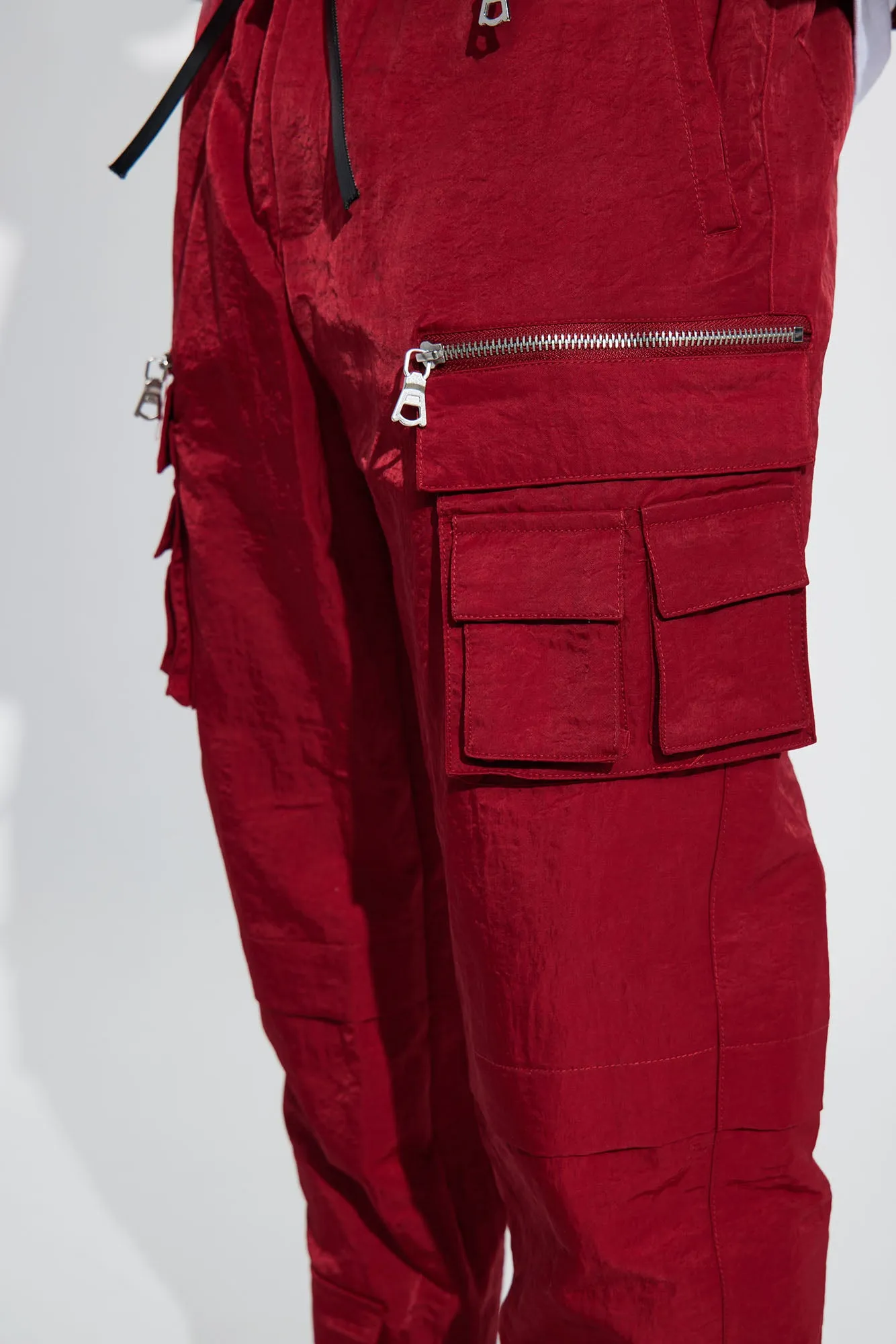 As It Was Nylon Cargo Pants - Burgundy