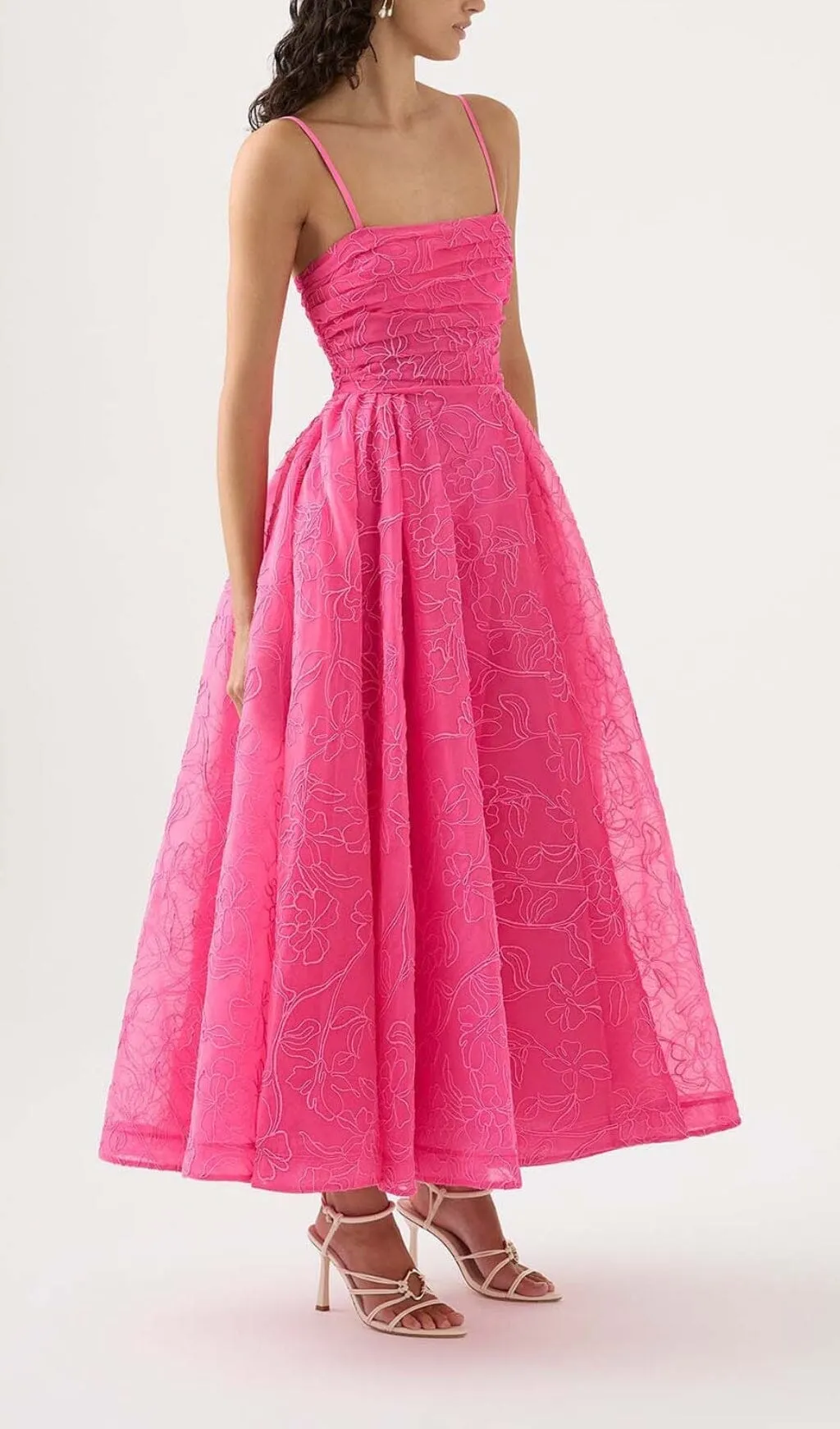 ASYMMETRICALLY GATHERED MAXI DRESS IN ORGANZA