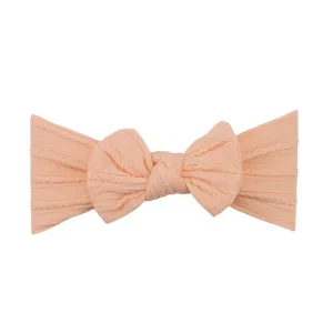 Baby Top Knot Single Bow Headband Peach