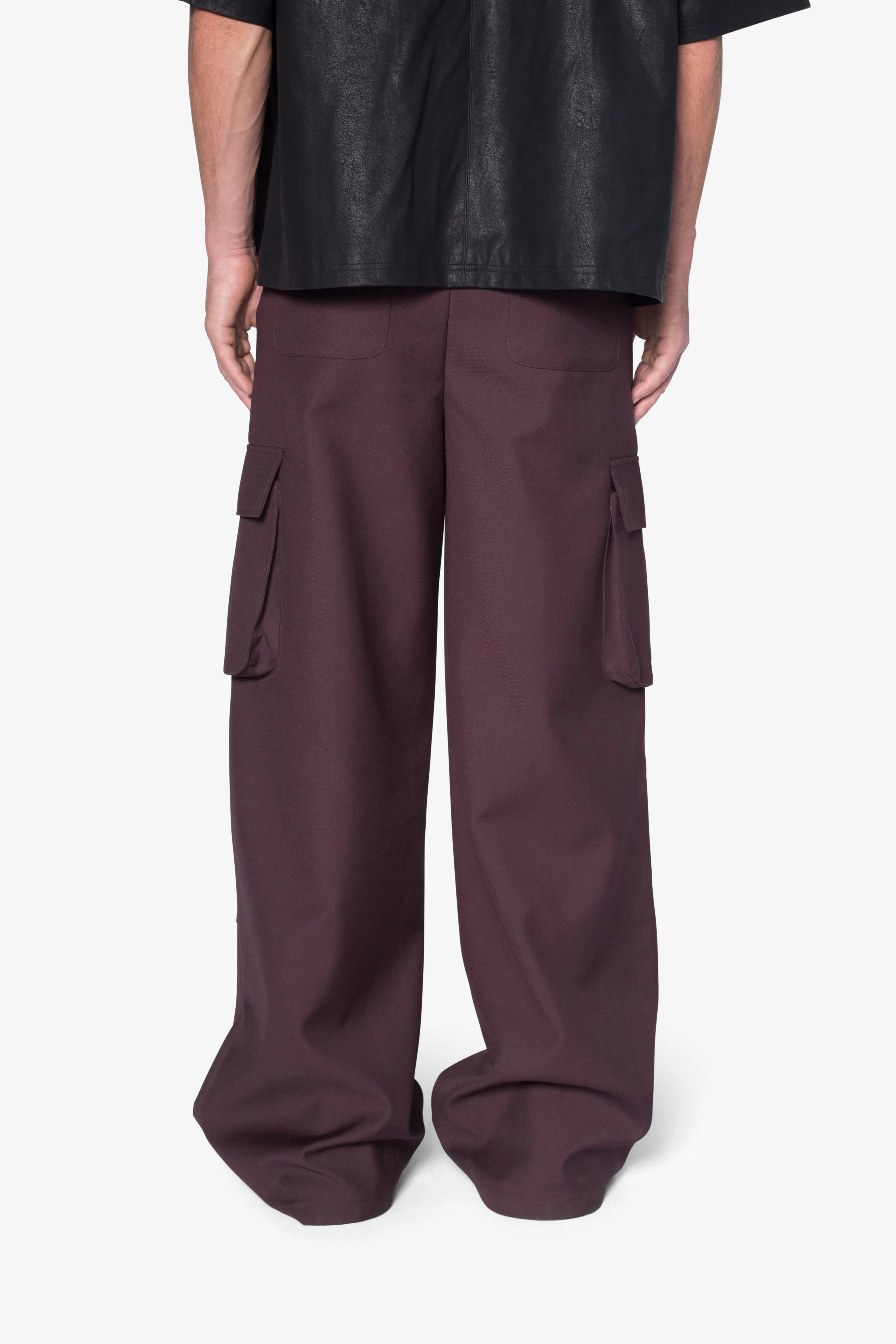 Baggy Cargo Trouser Pants - Burgundy