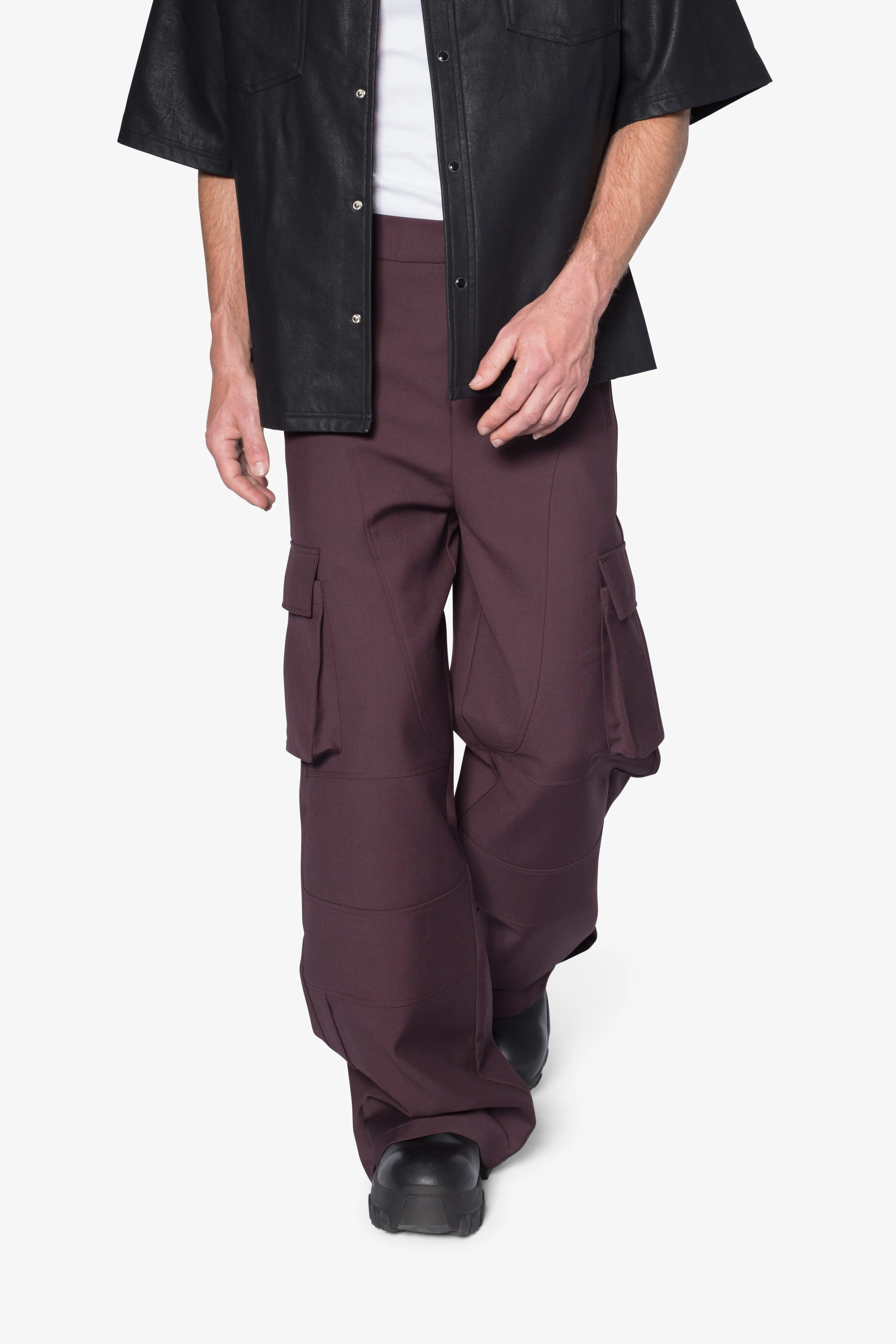 Baggy Cargo Trouser Pants - Burgundy