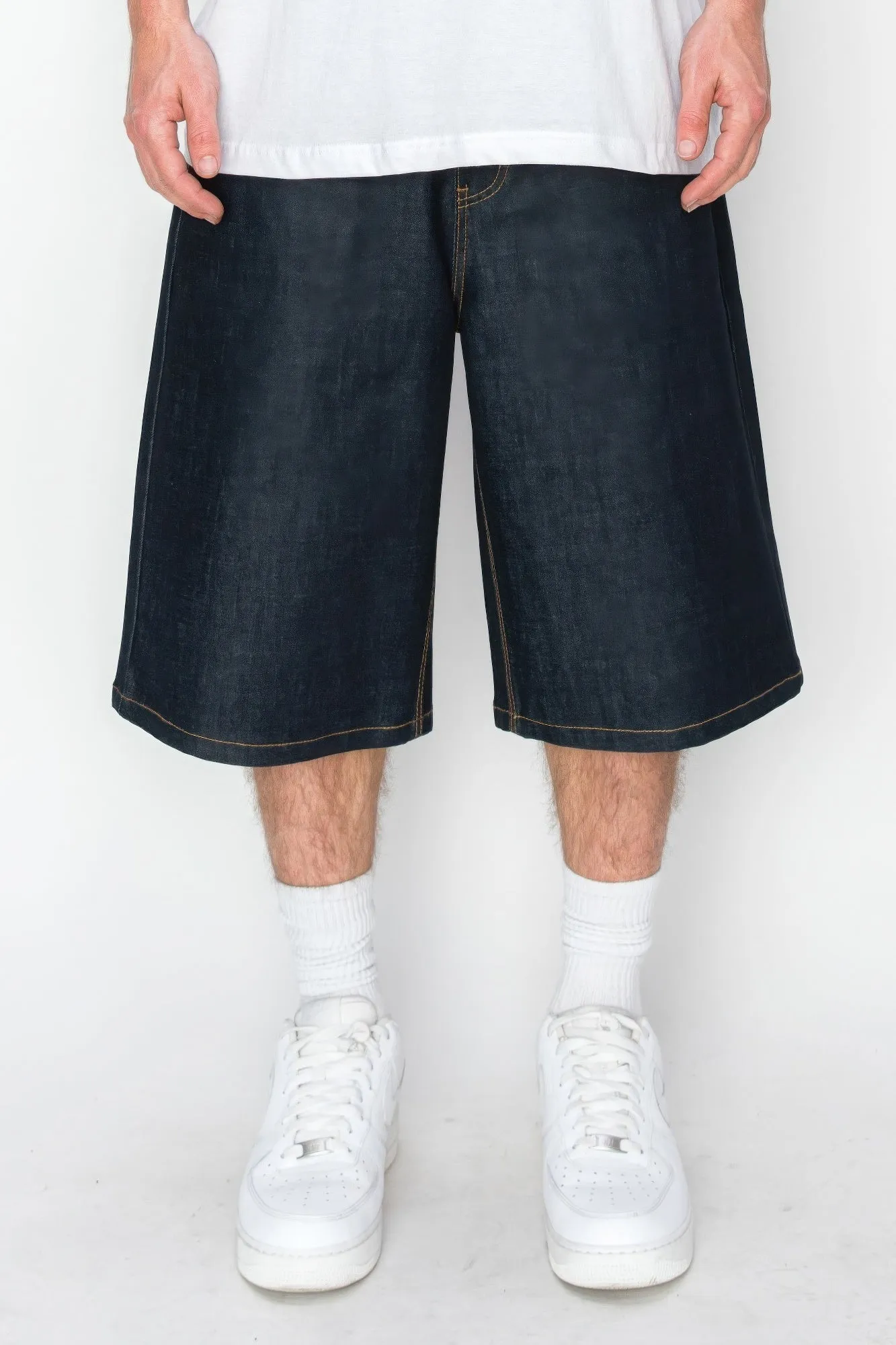 Baggy Fit Raw Denim Shorts for Men