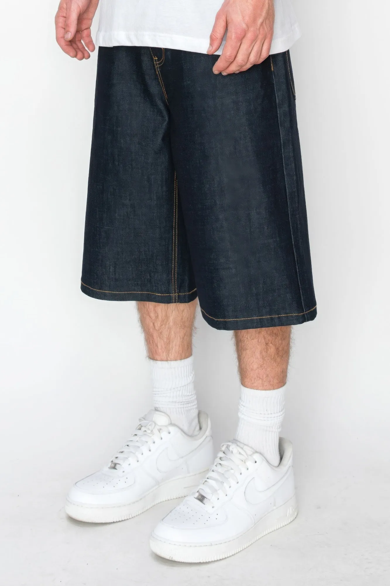 Baggy Fit Raw Denim Shorts for Men