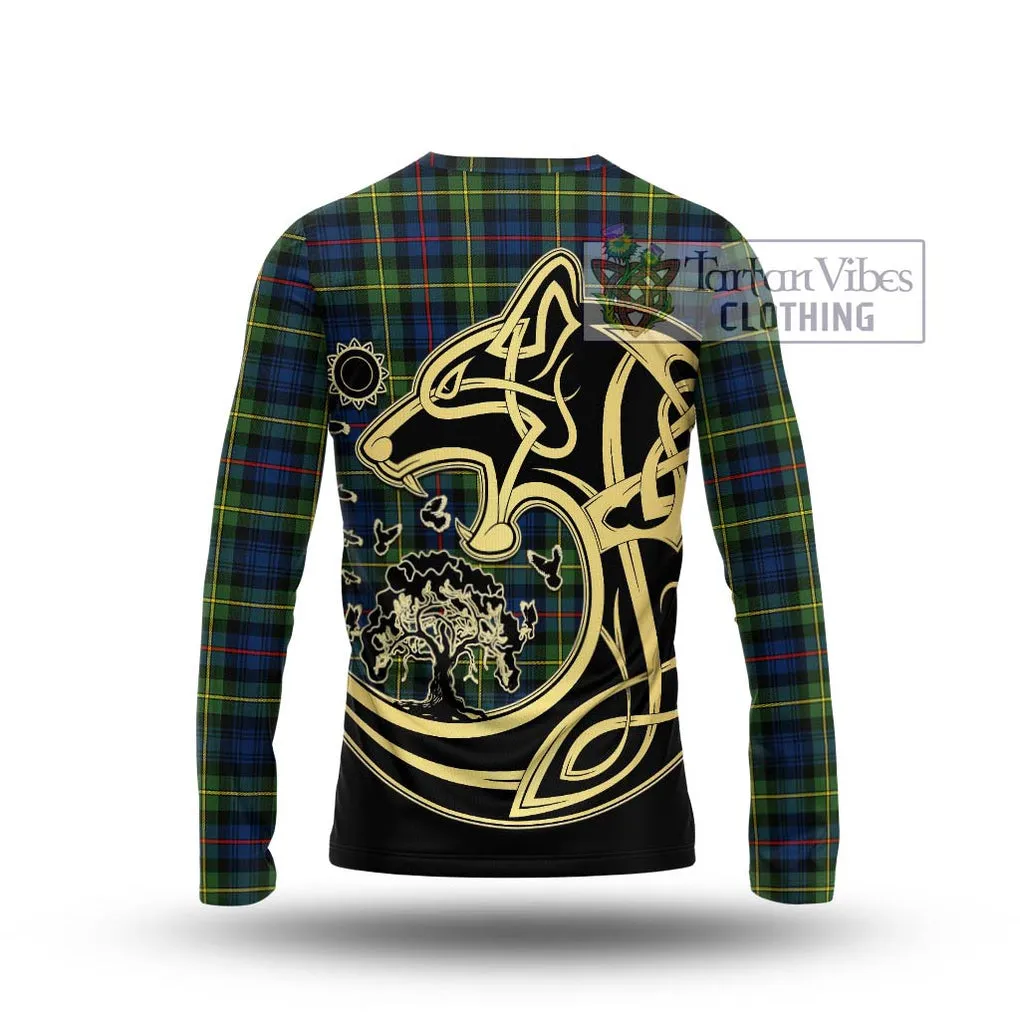 Bailey Modern Tartan Long Sleeve T-Shirt with Family Crest Celtic Wolf Style