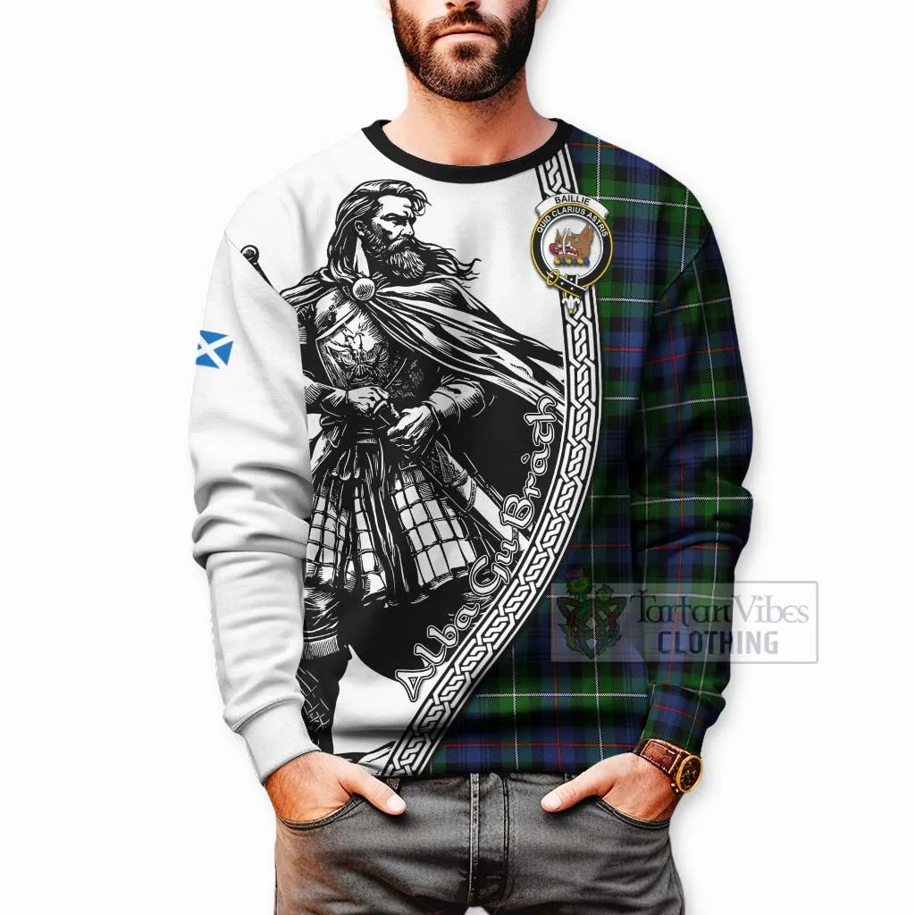 Baillie (Bailey) Tartan Clan Crest Sweatshirt with Highlander Warrior Celtic Style