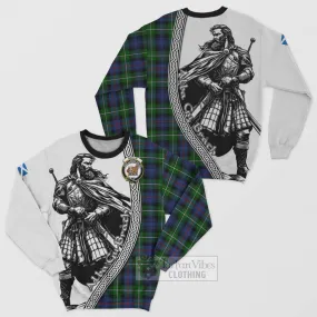 Baillie (Bailey) Tartan Clan Crest Sweatshirt with Highlander Warrior Celtic Style