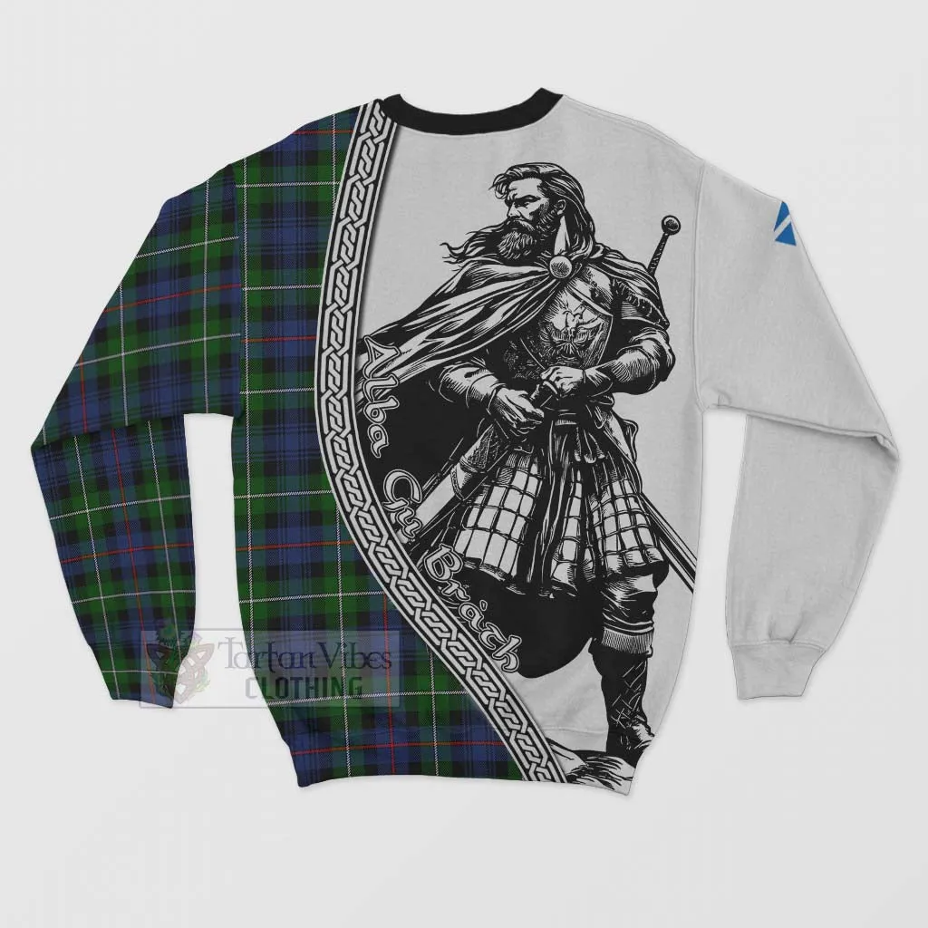 Baillie (Bailey) Tartan Clan Crest Sweatshirt with Highlander Warrior Celtic Style