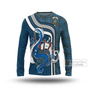 Bain Tartan Long Sleeve T-Shirt with Epic Bagpipe Style