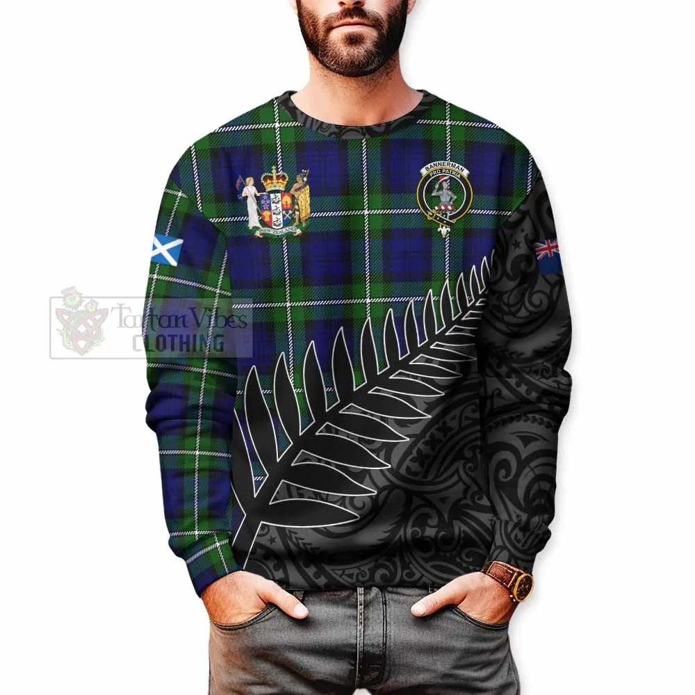 Bannerman Crest Tartan Sweatshirt with New Zealand Silver Fern Half Style