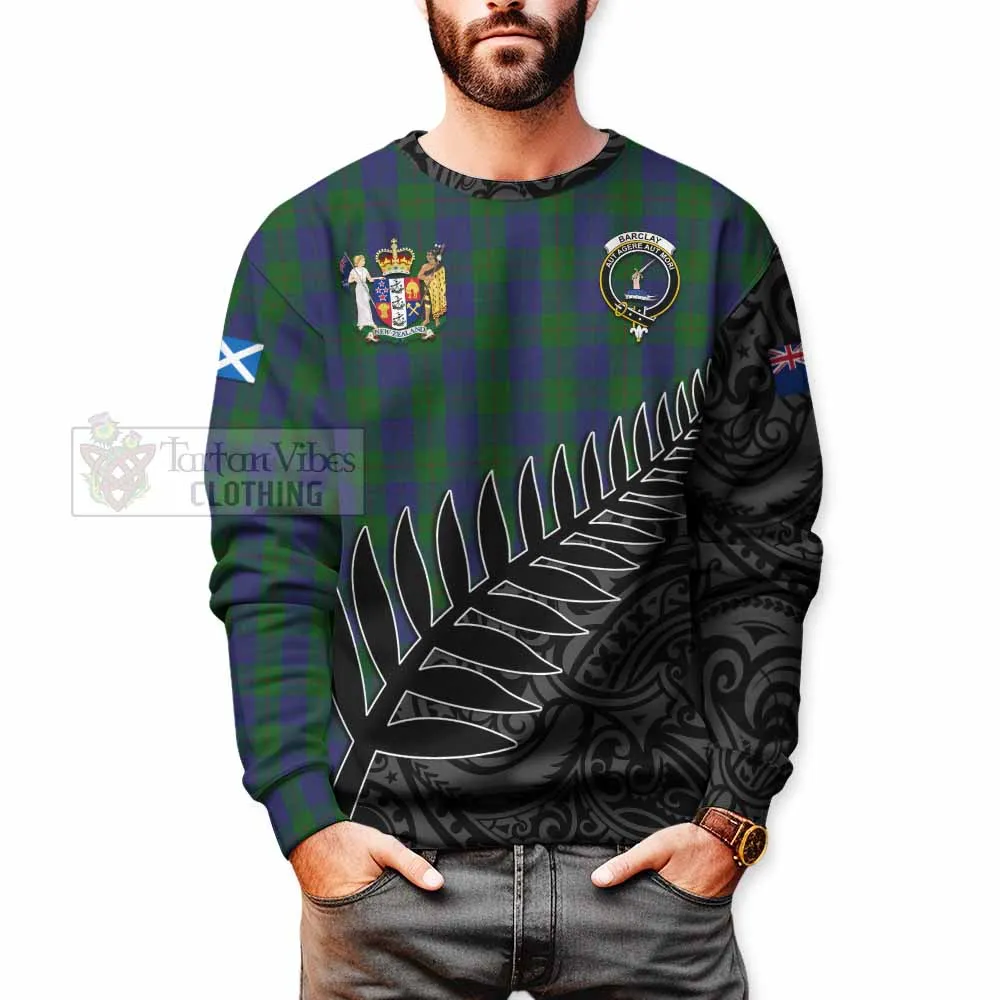 Barclay Crest Tartan Sweatshirt with New Zealand Silver Fern Half Style