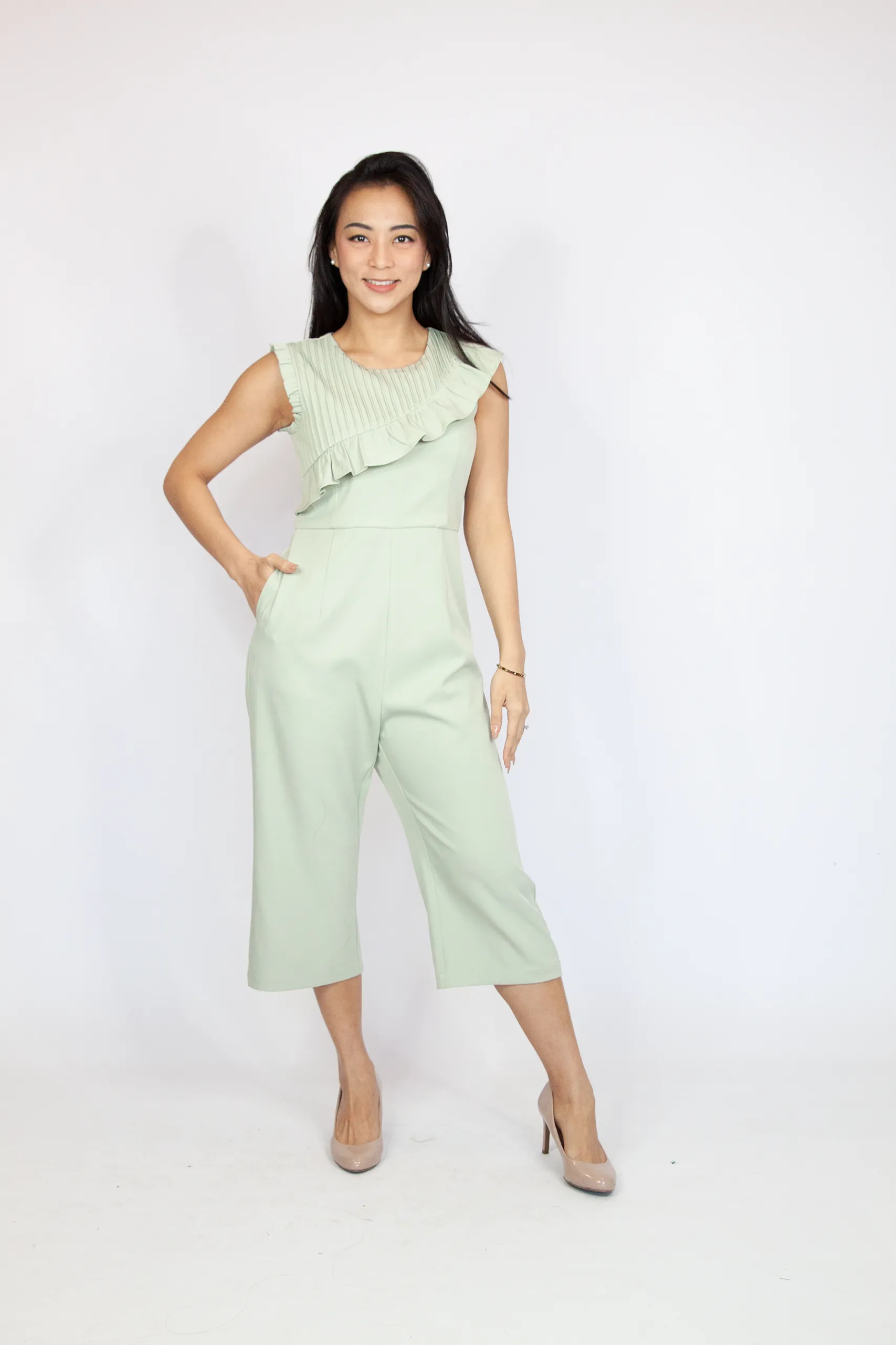 Basic Pleated Ruffle Jumpsuit