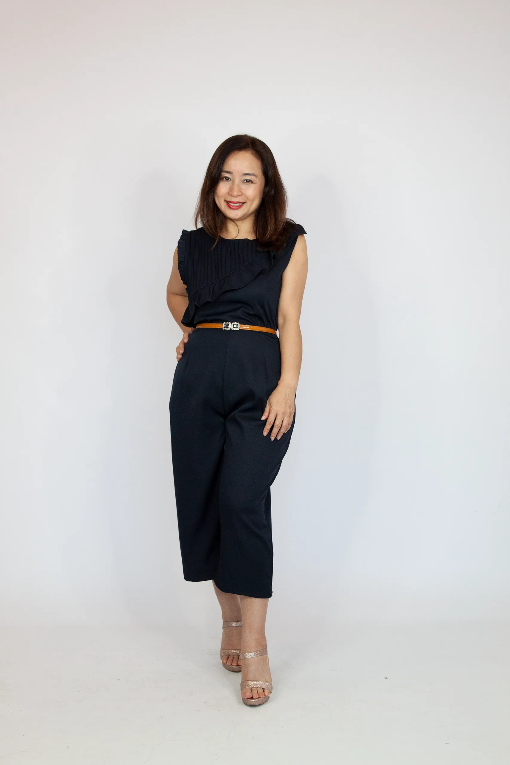 Basic Pleated Ruffle Jumpsuit