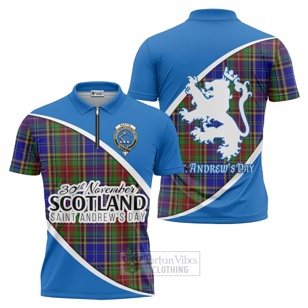 Beattie (Beatty) Family Crest Tartan Zipper Polo Shirt Celebrate Saint Andrew's Day in Style