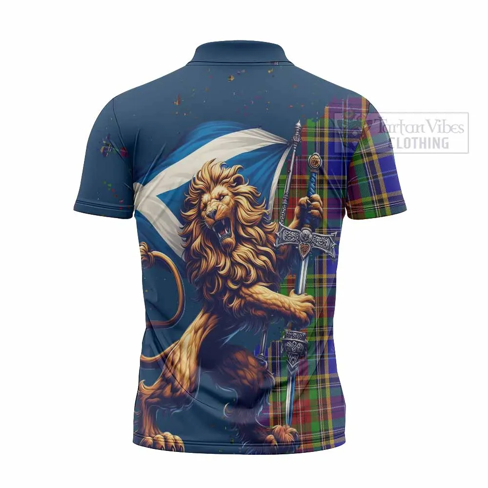 Beattie (Beatty) Tartan Family Crest Zipper Polo Shirt with Scottish Majestic Lion