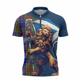 Beattie (Beatty) Tartan Family Crest Zipper Polo Shirt with Scottish Majestic Lion