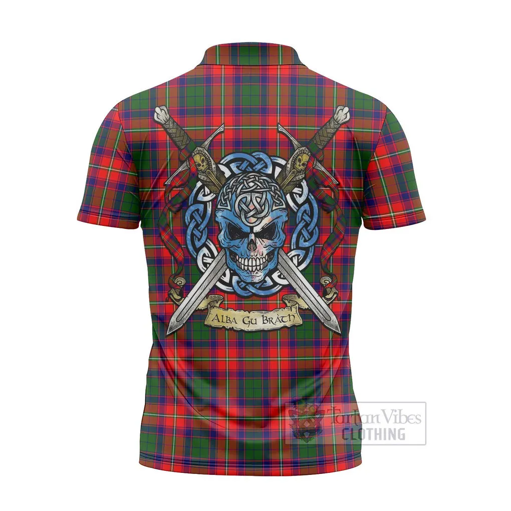 Belshes (Belsches) Tartan Zipper Polo Shirt with Family Crest Celtic Skull Style